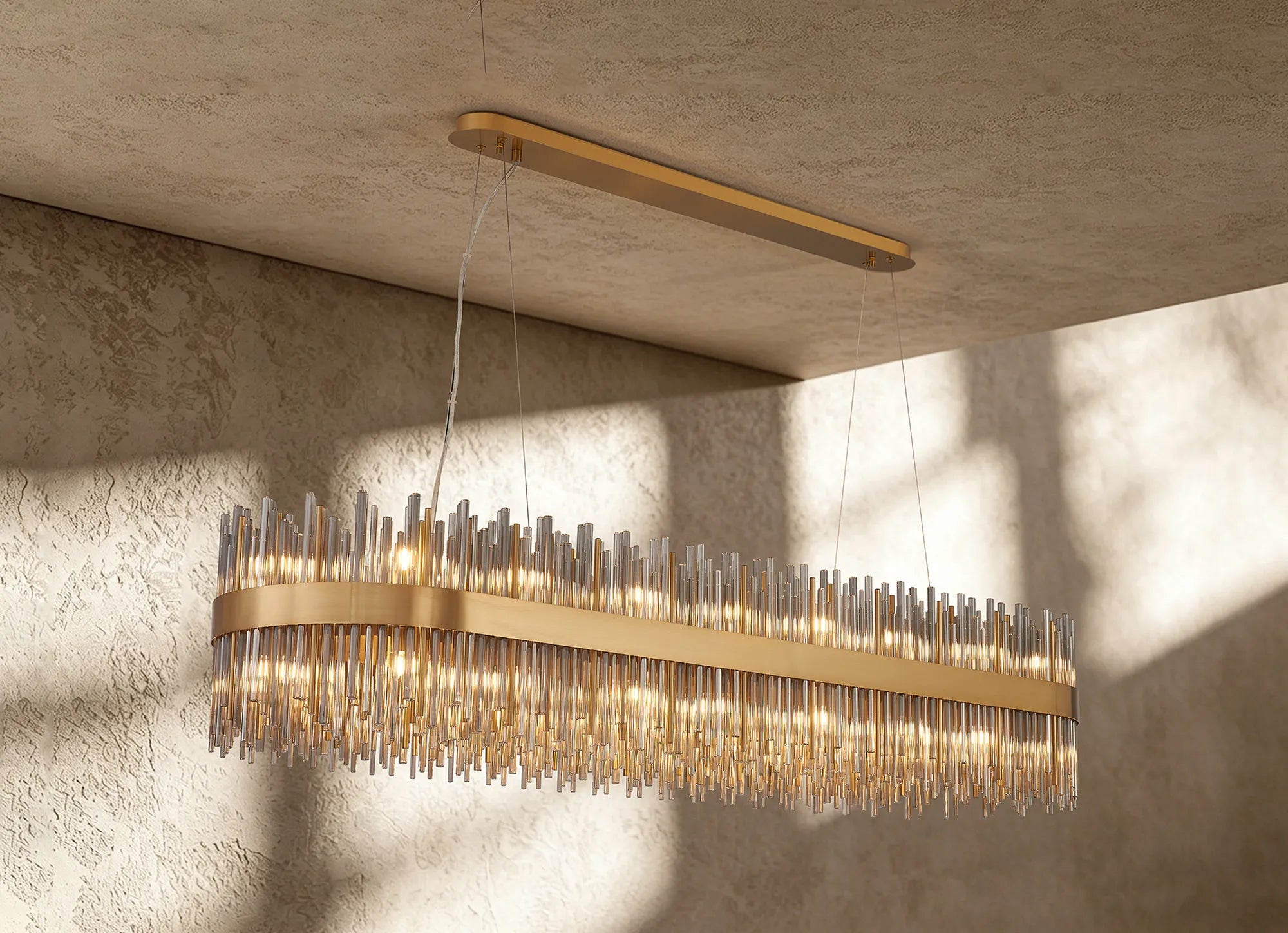 Erin 24/36Lt Oblong Glass Rod Light- Various Finishes