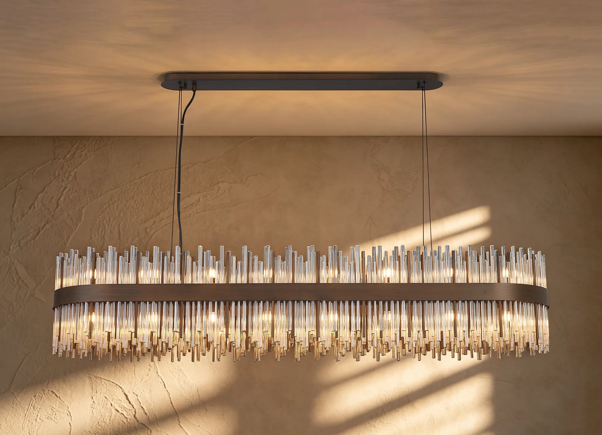 Erin 24/36Lt Oblong Glass Rod Light- Various Finishes