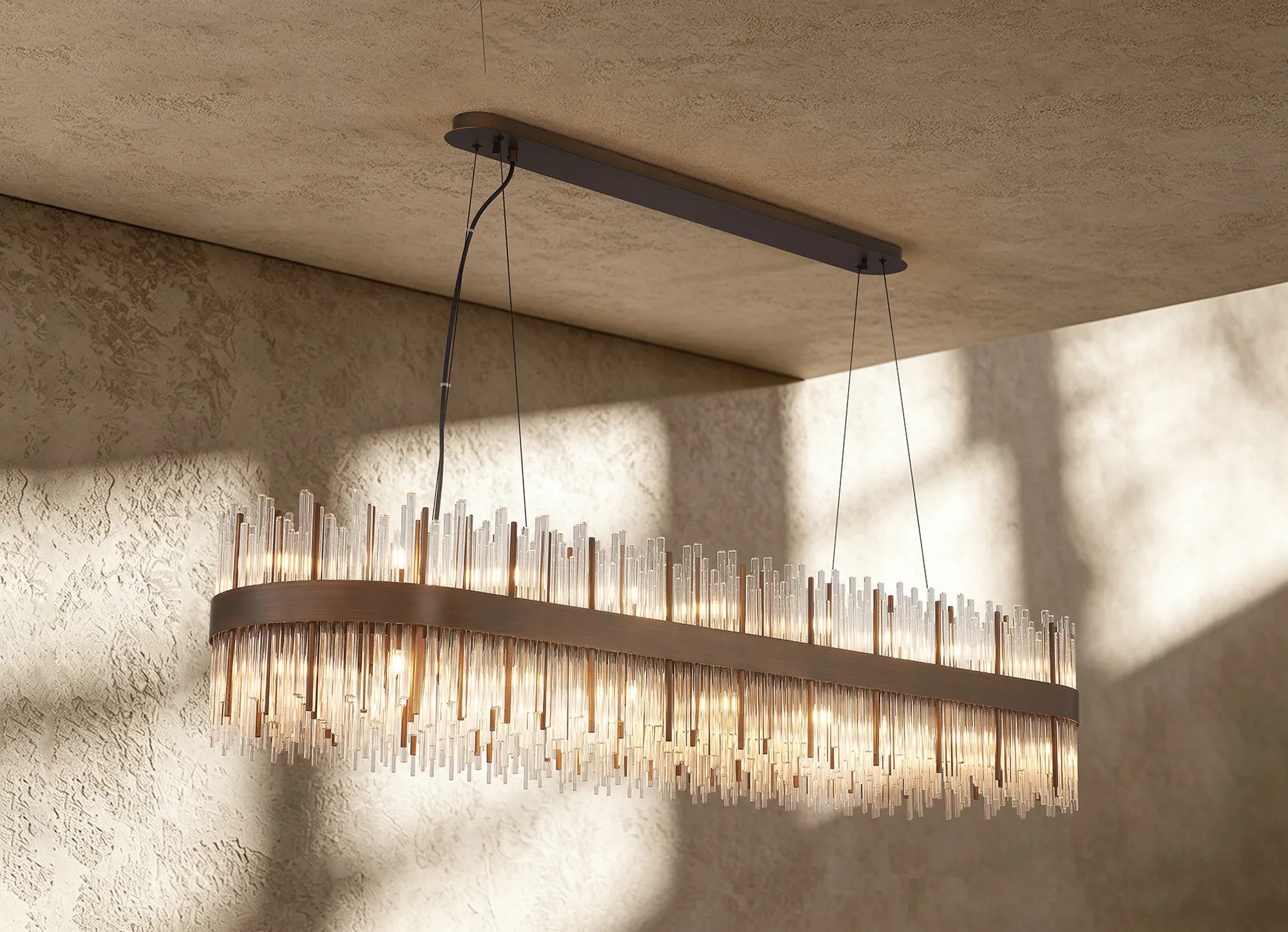 Erin 24/36Lt Oblong Glass Rod Light- Various Finishes