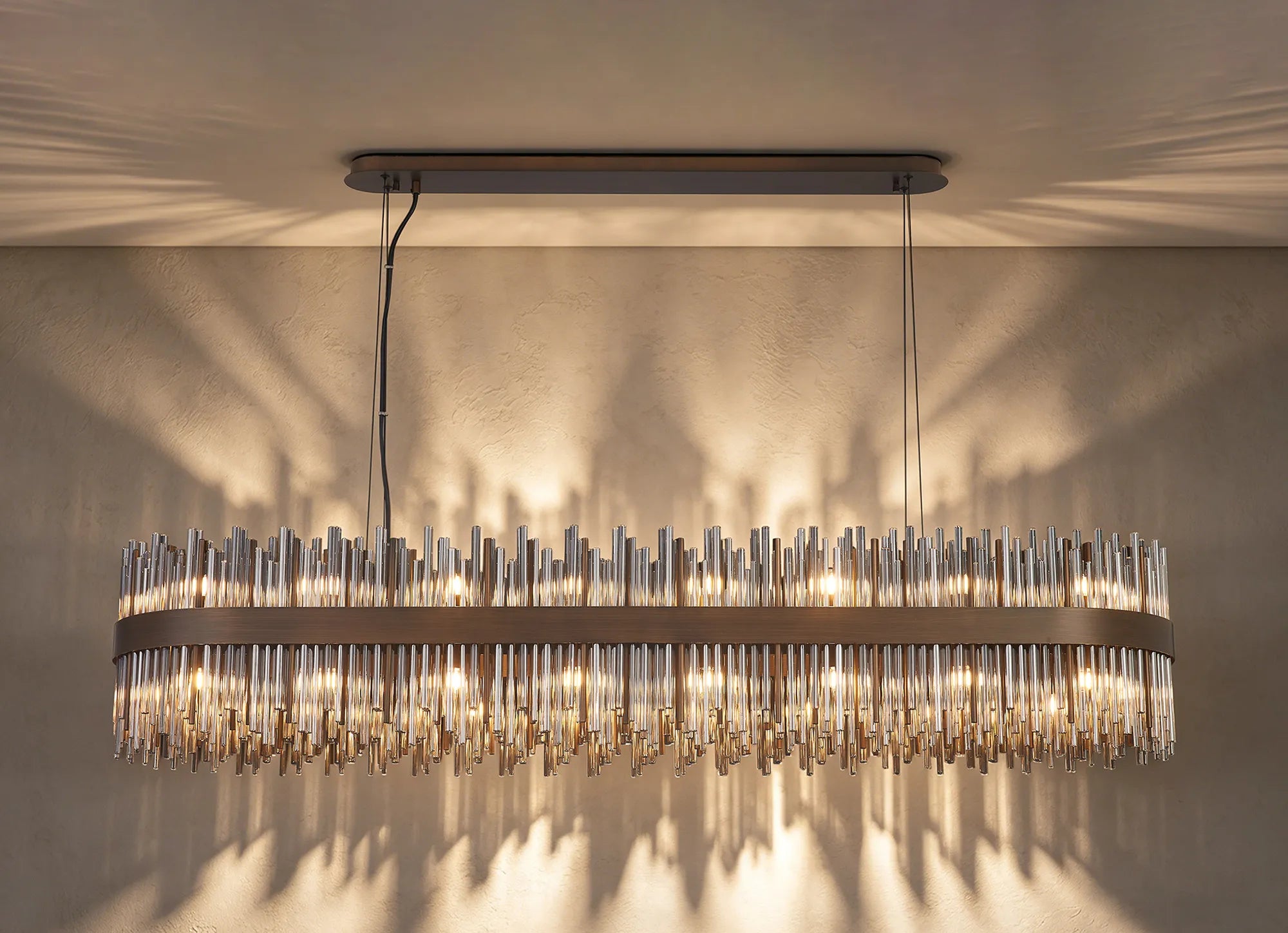 Erin 24/36Lt Oblong Glass Rod Light- Various Finishes