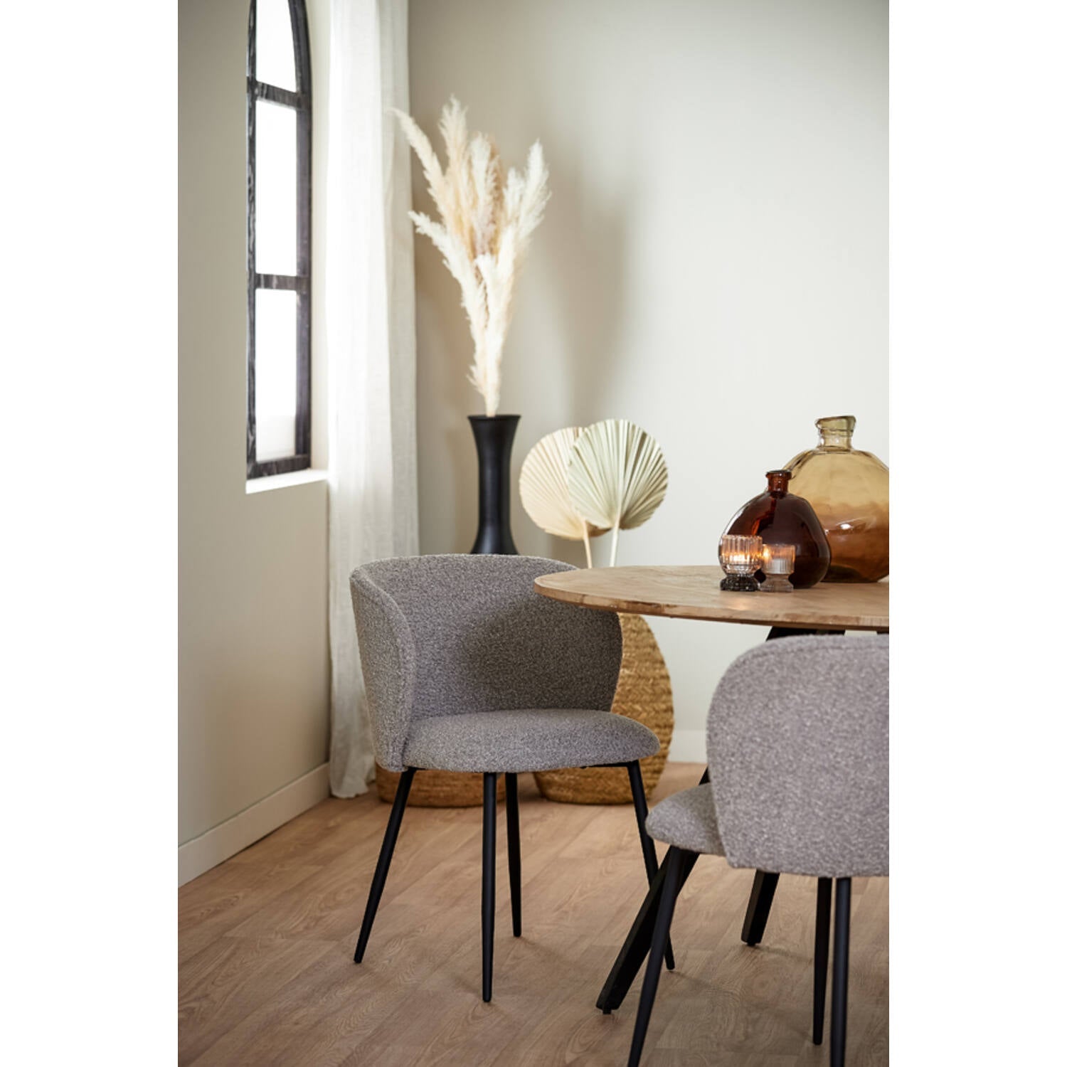 Elyna Dining Chair - Bouclé Grey Finish