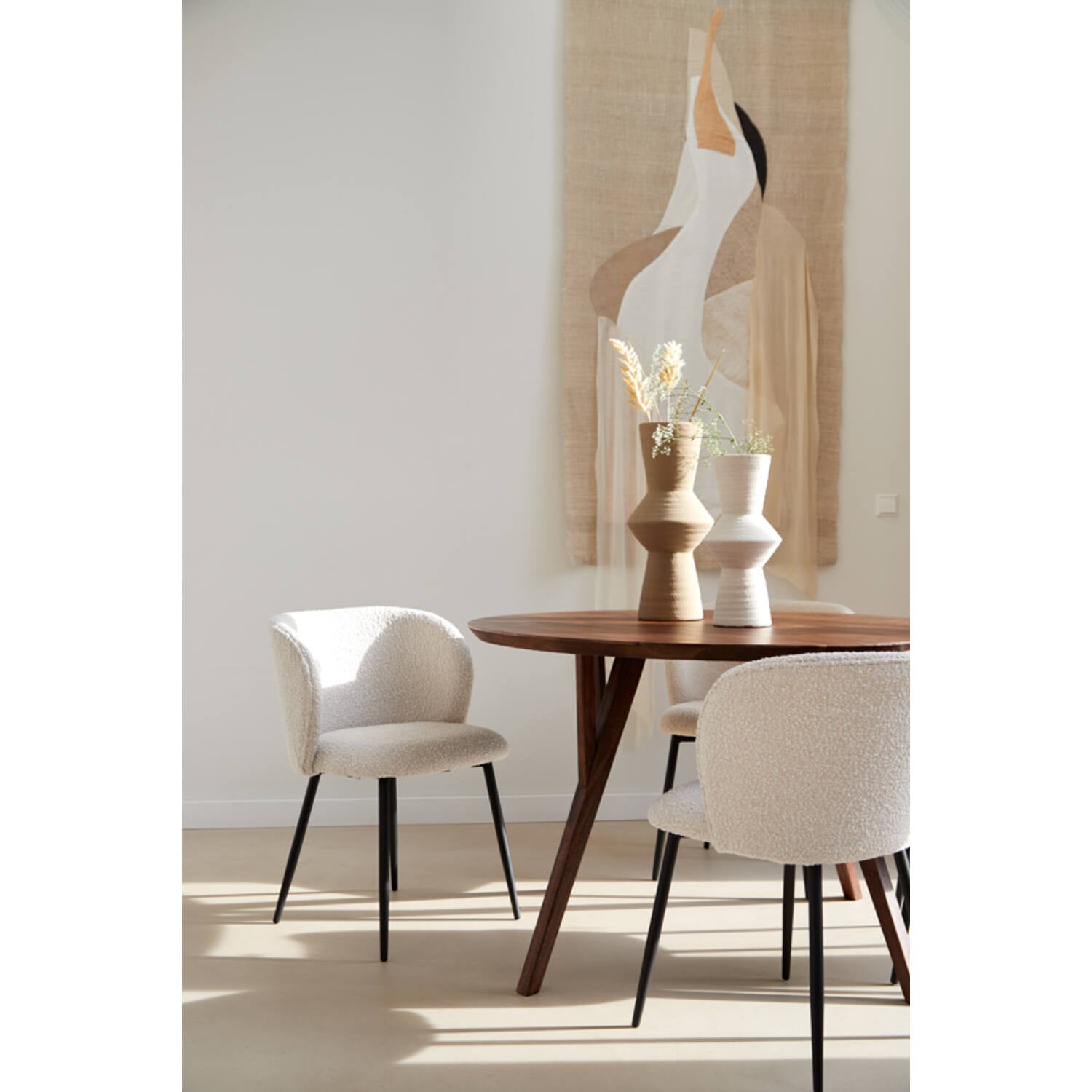 Elyna Dining Chair - Bouclé Light Beige Finish