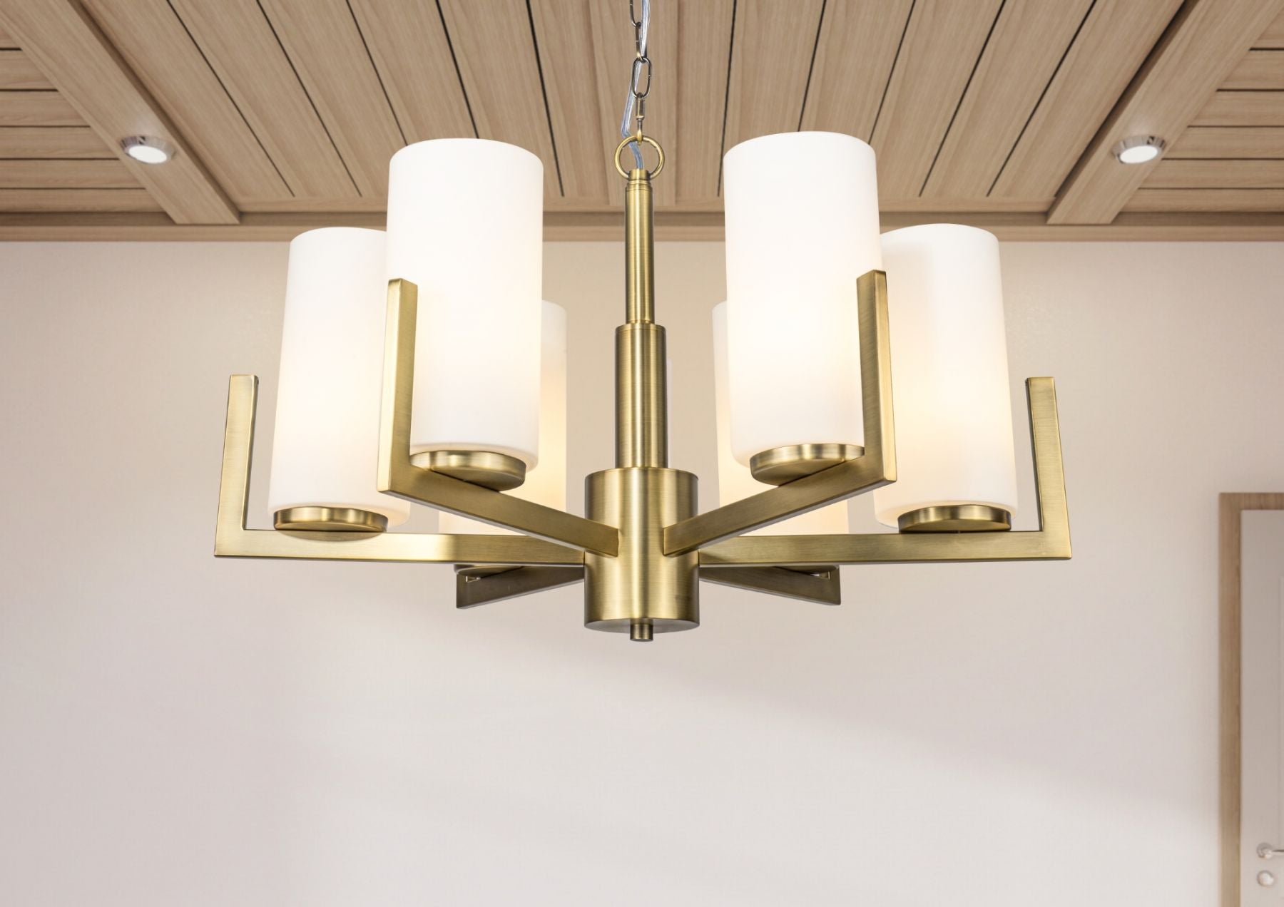 Empire 6 Light Ceiling Light - Satin Chrome / Brushed Bronze