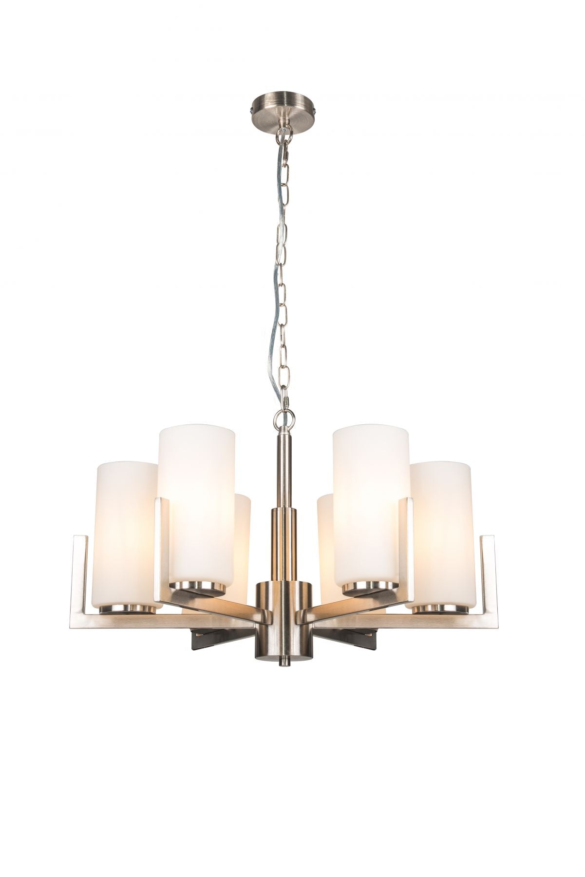 Empire 6 Light Ceiling Light - Satin Chrome / Brushed Bronze
