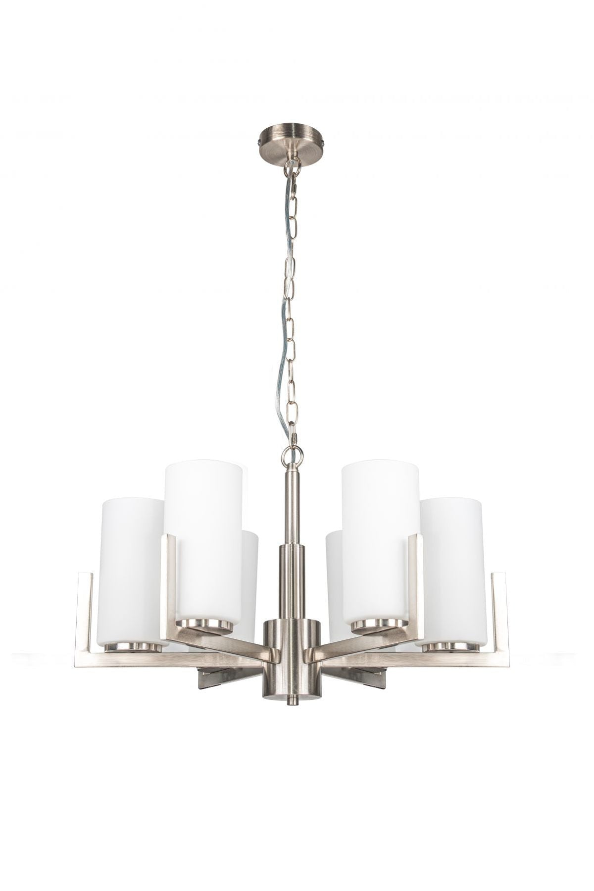 Empire 6 Light Ceiling Light - Satin Chrome / Brushed Bronze