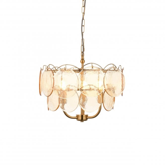 Costa 3/5Lt Chandelier- Brushed Aged Brass Plate & Handmade Champagne Glass
