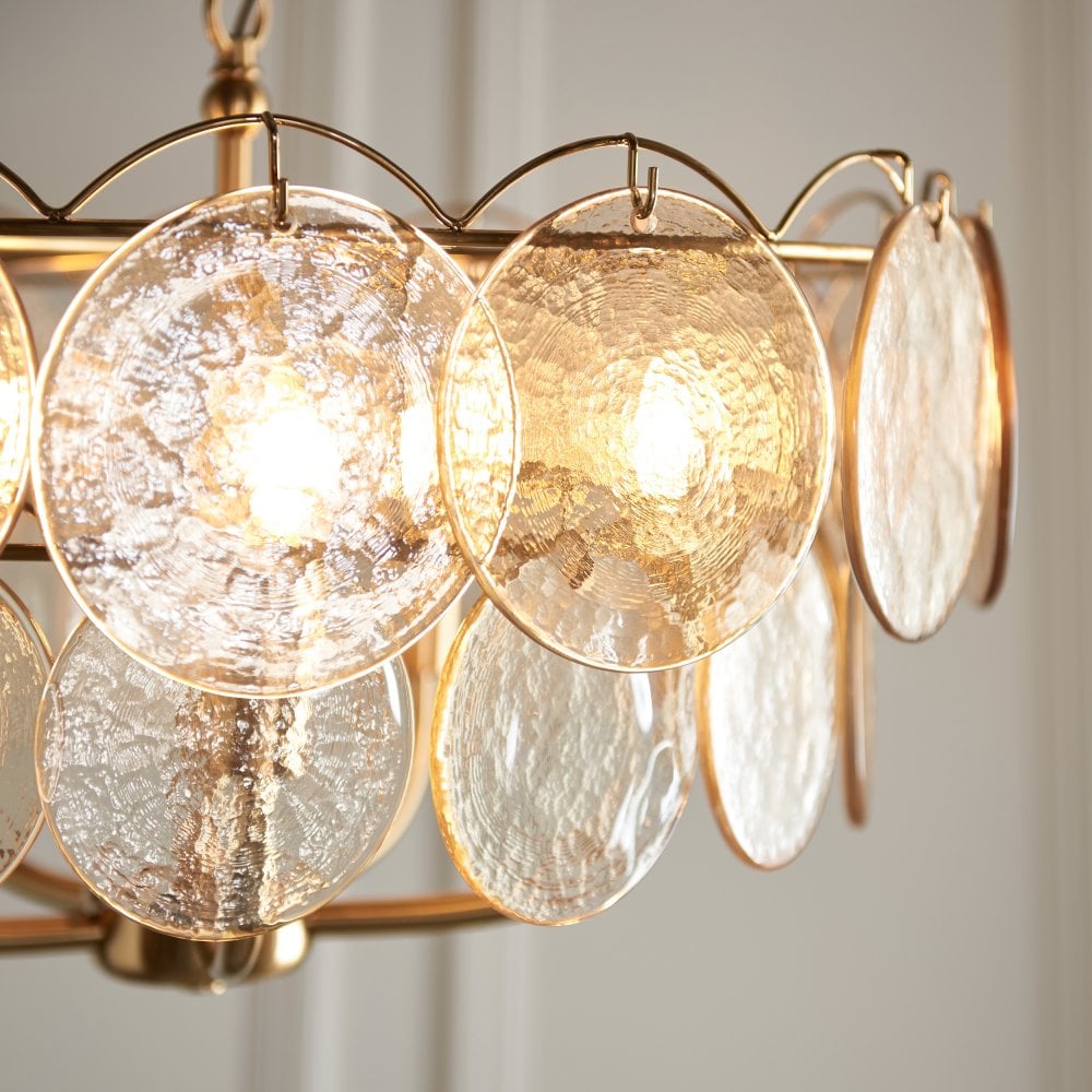 Costa 3/5Lt Chandelier- Brushed Aged Brass Plate & Handmade Champagne Glass