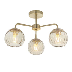 Amber 3Lt Semi Flush - Champagne / Brass Finish