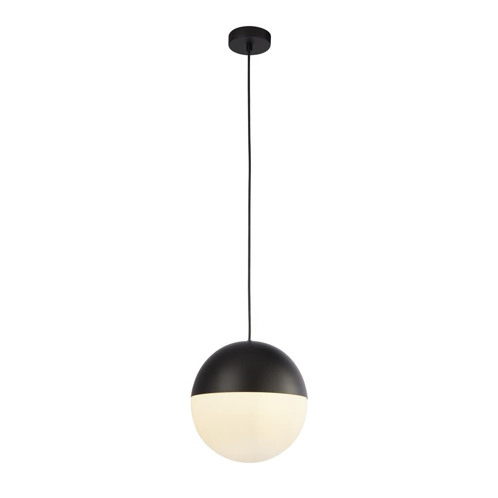 Endor Pendant - Black Metal/ SATIN BRASS & Opal Glass