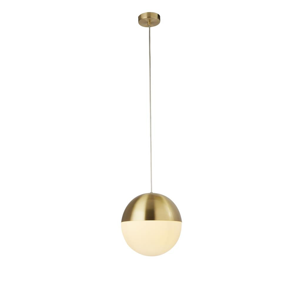 Endor Pendant - Black Metal/ SATIN BRASS & Opal Glass
