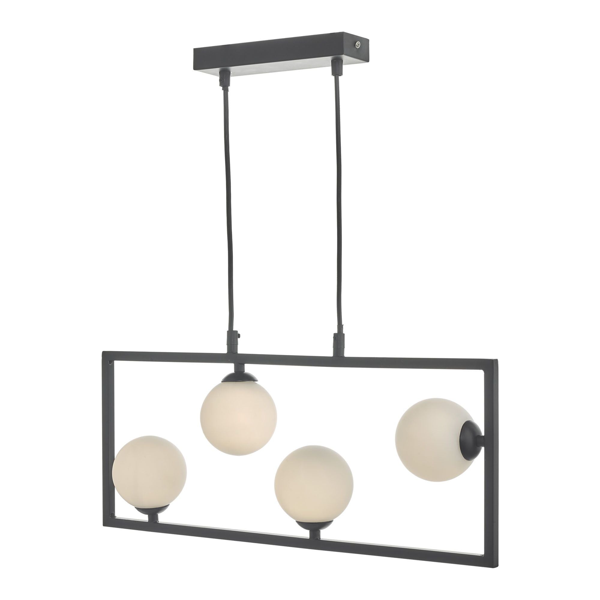 Ensio 4 Kitchen Table/Island Light - Matt Black & Opal Glass