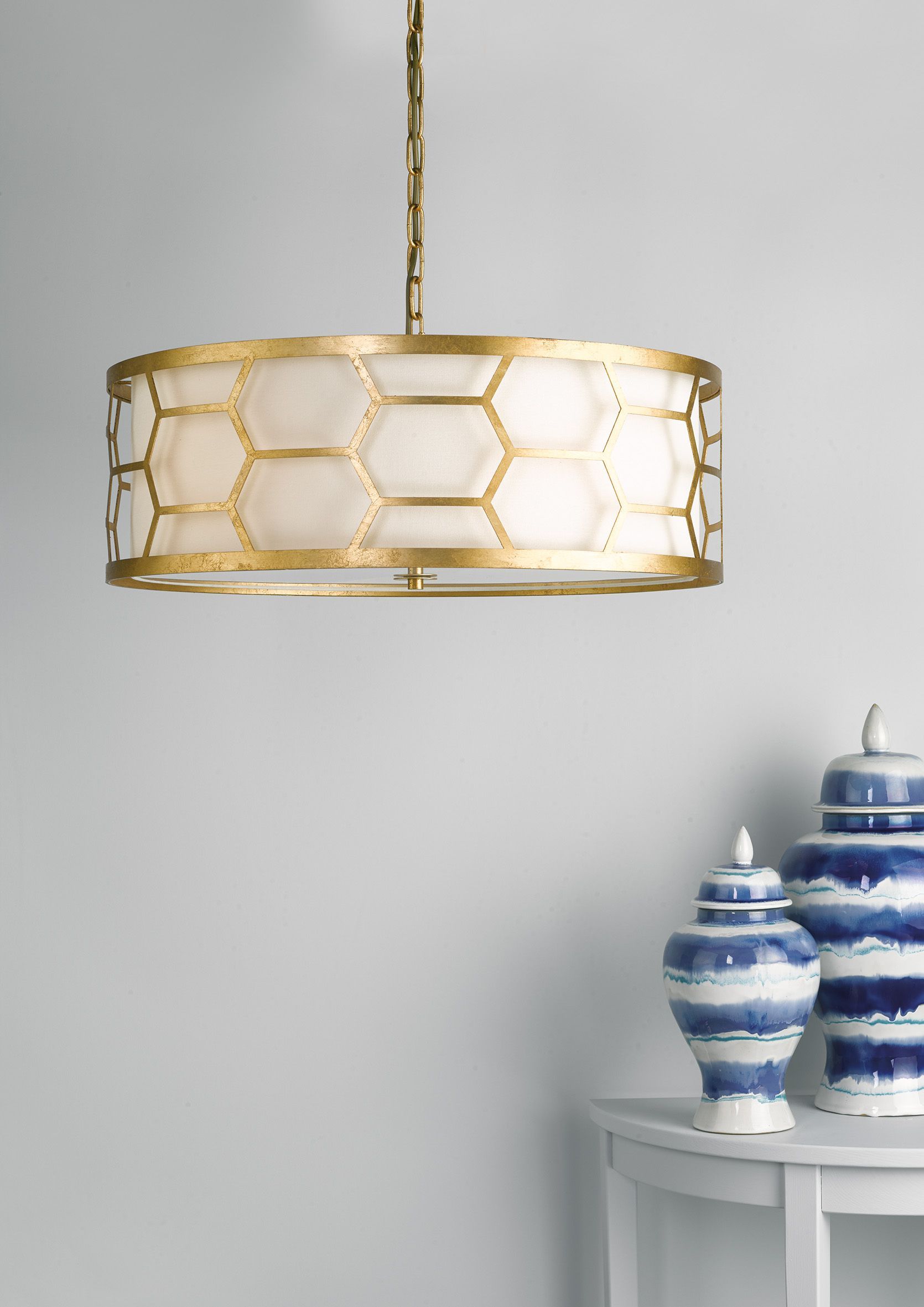 Epstein 4 Light Pendant Gold With Ivory Shade