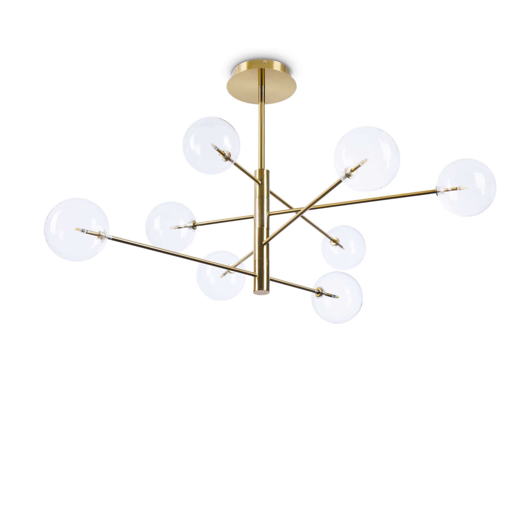 Equinoxe 8/12Lt Centre Ceiling Light - Chrome/Antique Brass Finish, IP20 - Cusack Lighting