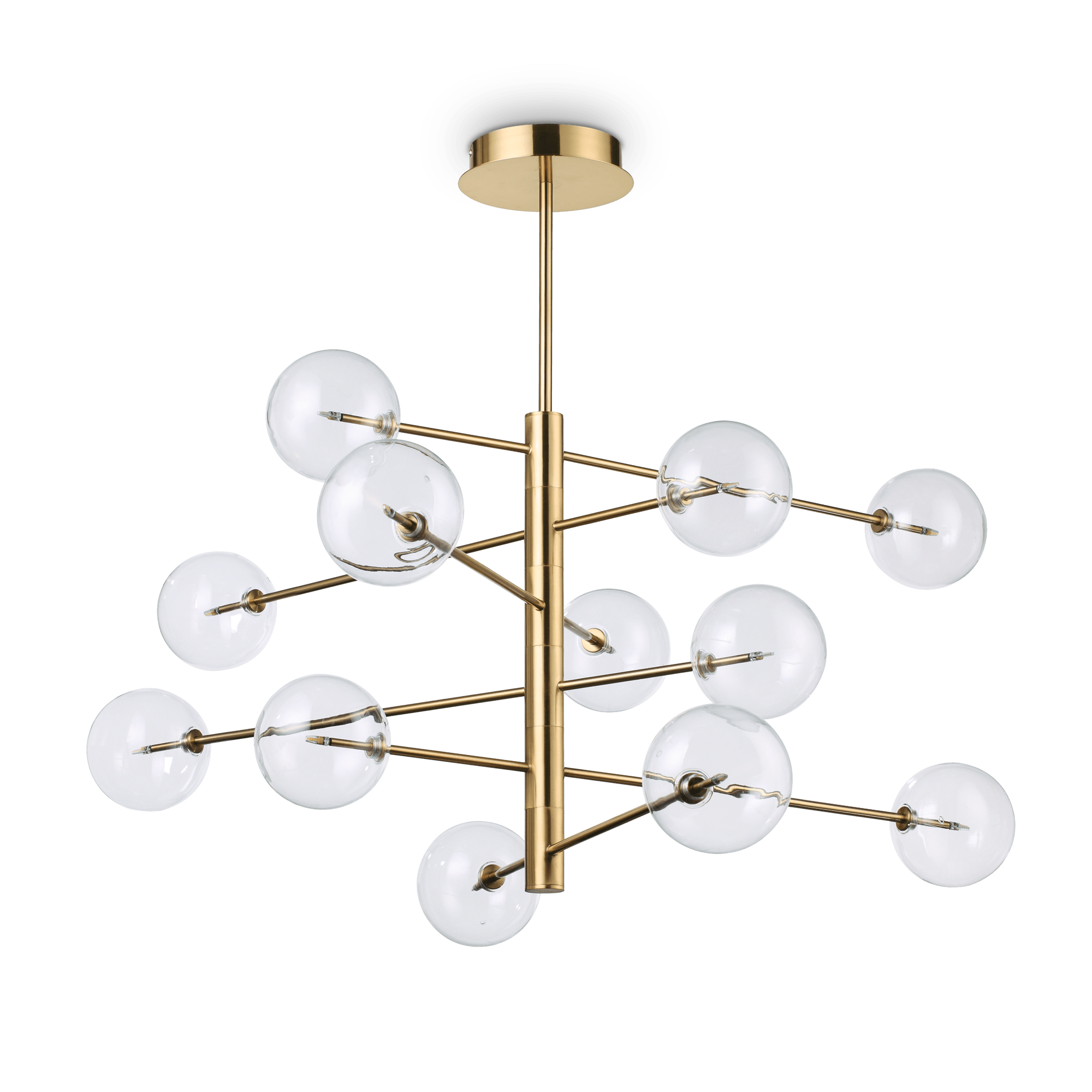 Equinoxe 8/12Lt Centre Ceiling Light - Chrome/Antique Brass Finish, IP20 - Cusack Lighting