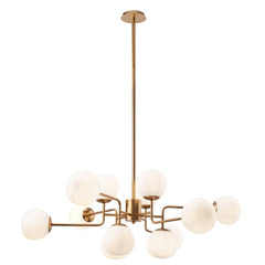 Maytoni 12Lt Erich Centre Ceiling Light - Brass & White Finish IP20