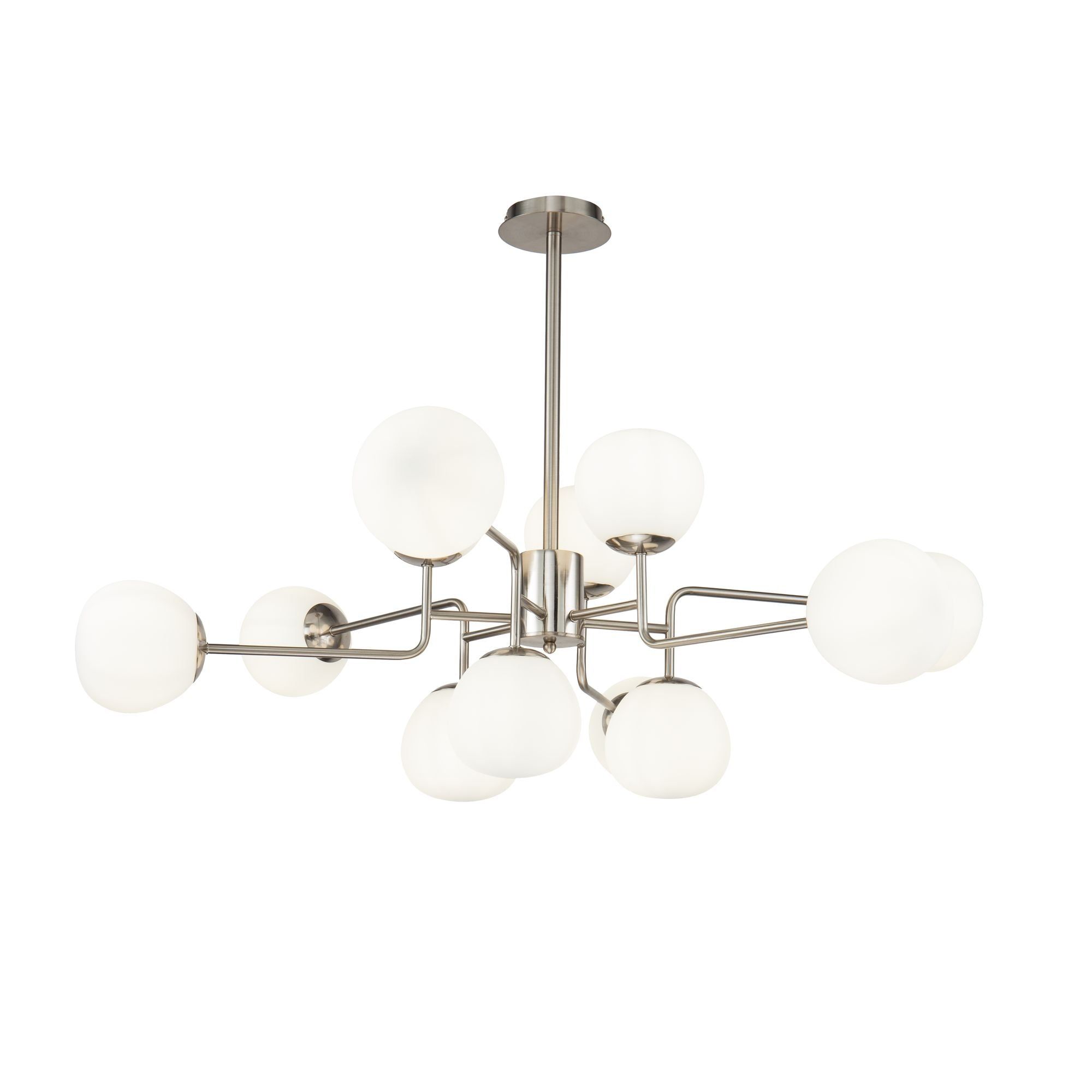 Maytoni 12Lt Erich Centre Ceiling Light - Chrome & White Finish IP20