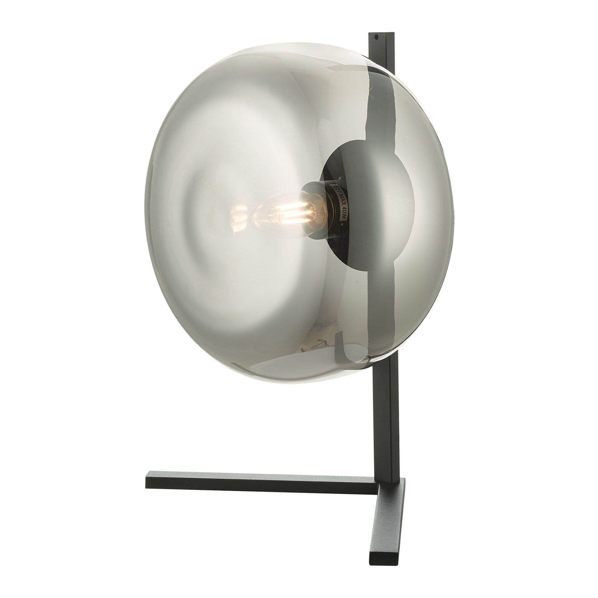 Dar Erla Table Lamp Smoked Glass And Matt Black - Cusack Lighting