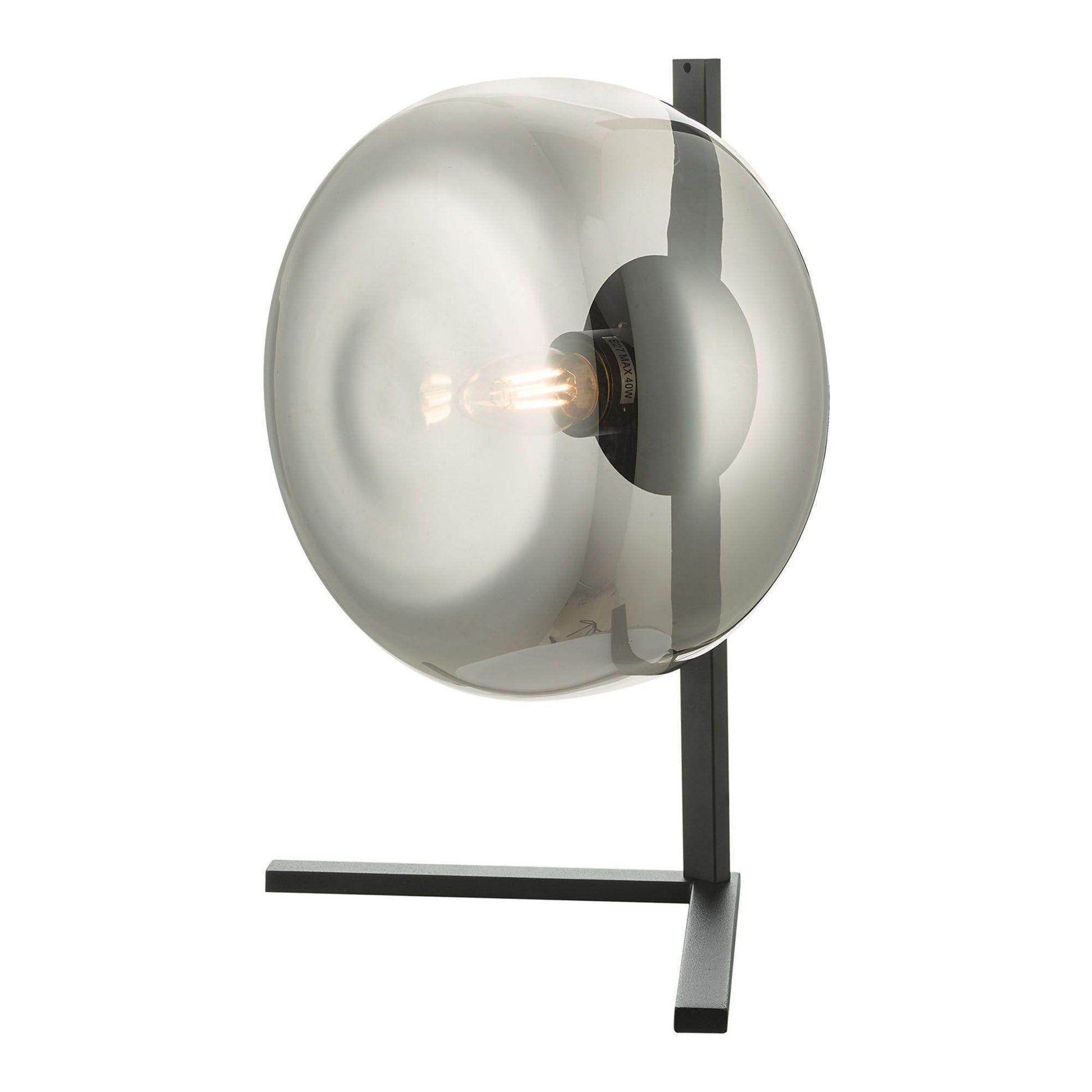 Dar Erla Table Lamp Smoked Glass And Matt Black - Cusack Lighting