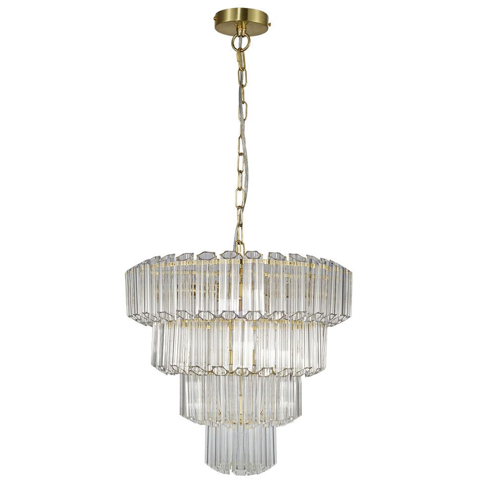 Esme11 Light Satin Brass Crystal Ceiling Pendant