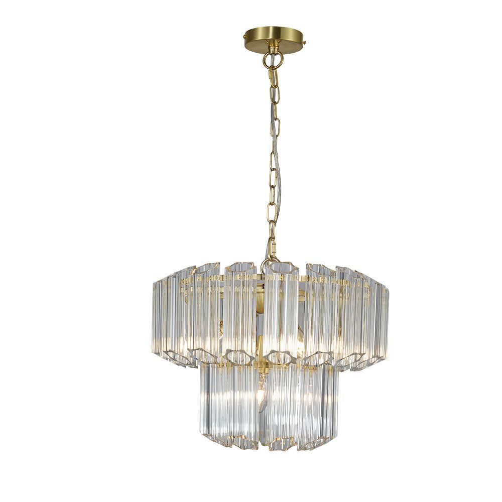 Esme 4 Light Satin Brass Crystal Ceiling Pendant