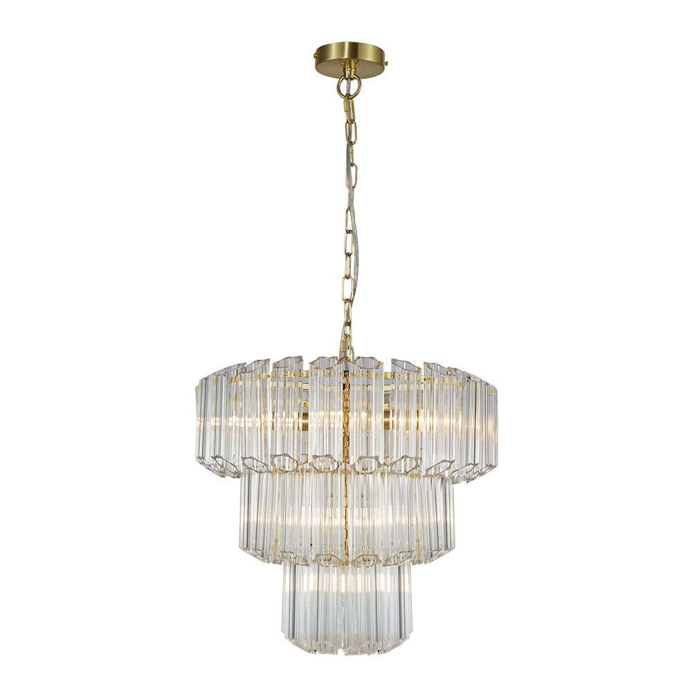 Esme 7 Light Satin Brass Crystal Ceiling Pendant