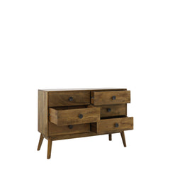Cabinet with 6 drawers 114x40x80 cm ESPITA wood oil brown