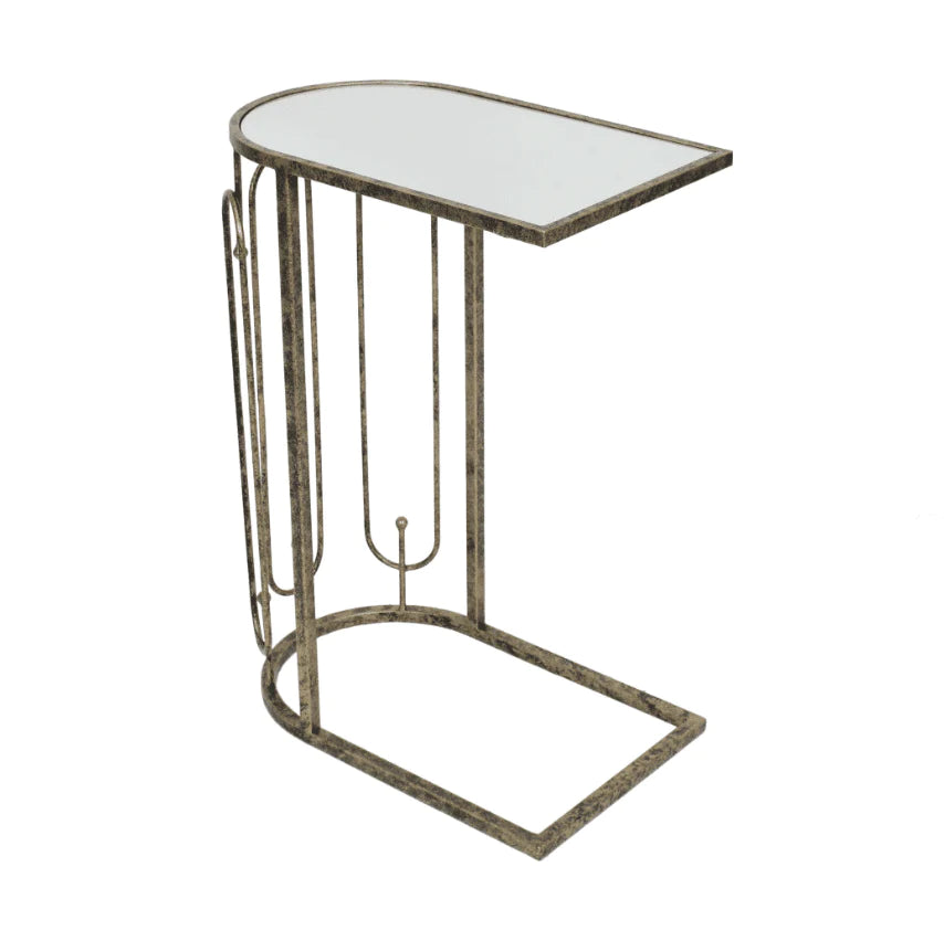 Estela Sofa Side Table - Antique Gold & Mirror Top Finish