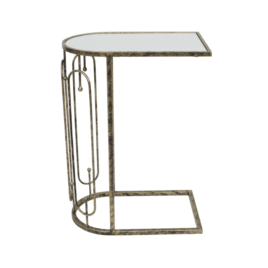 Estela Sofa Side Table - Antique Gold & Mirror Top Finish