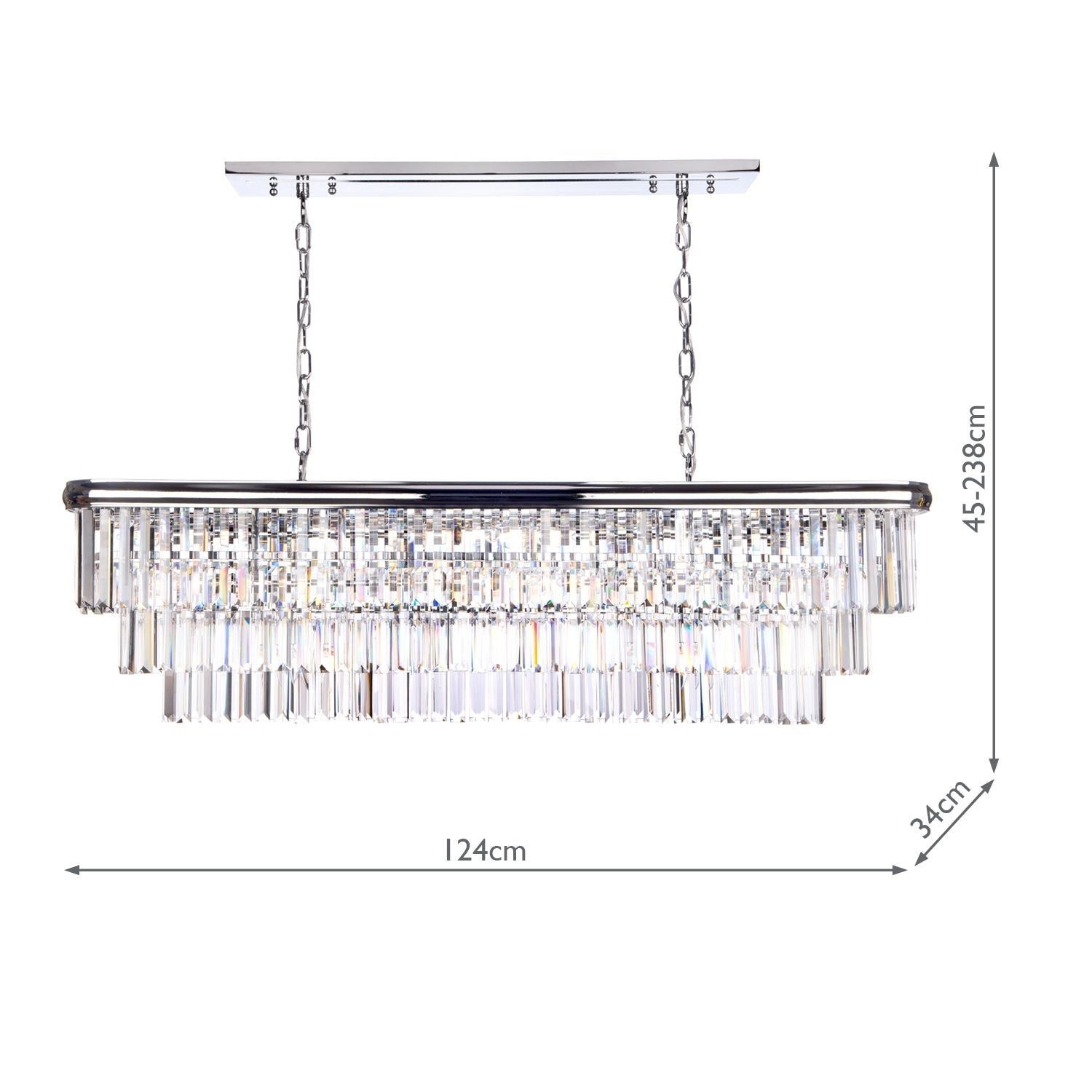 Eulalia 10Lt Kitchen Table/Island Ceiling Light - Polished Chrome Crystal IP20