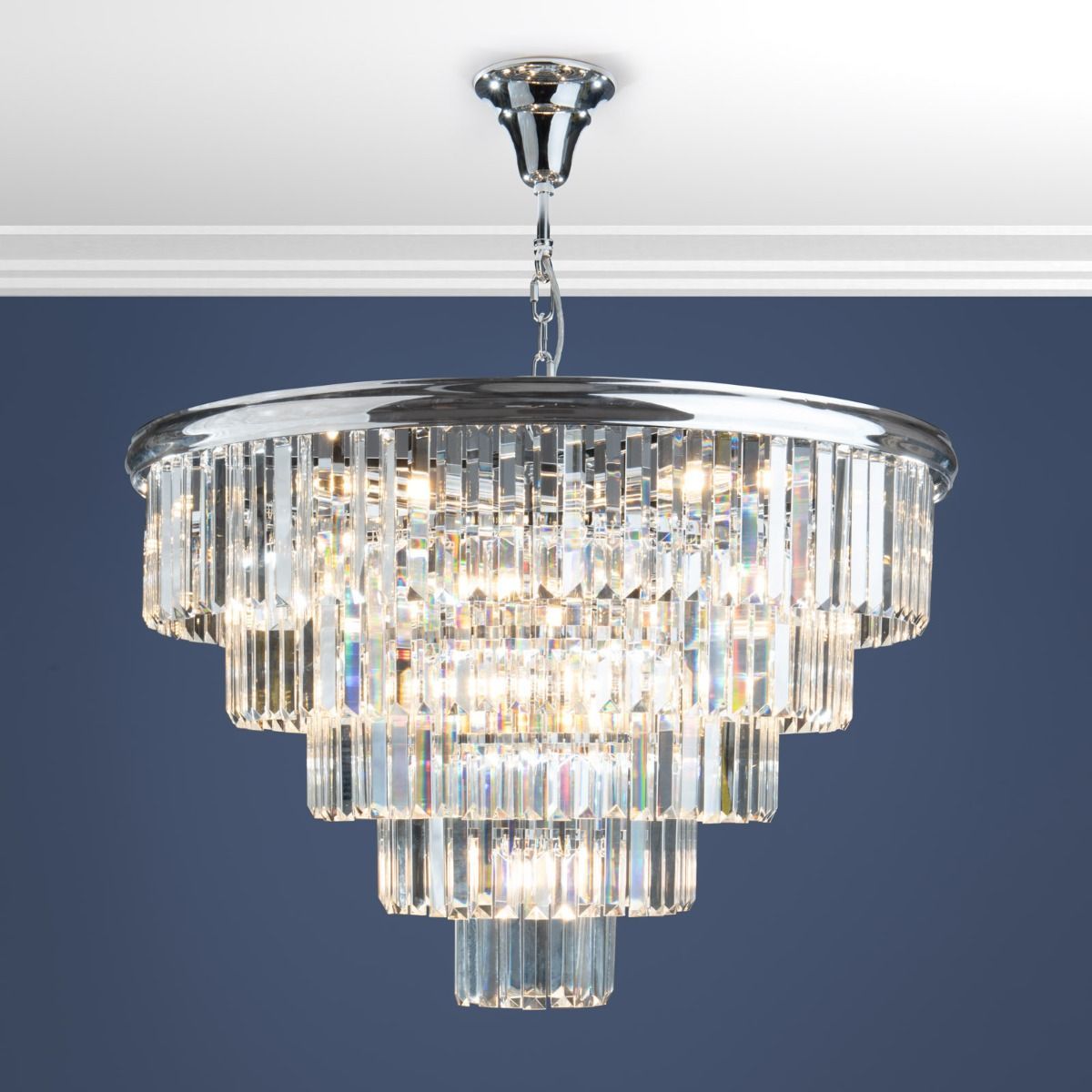 Eulalia 12Lt Chandelier Ceiling Light - Polished Chrome & Crystal IP20