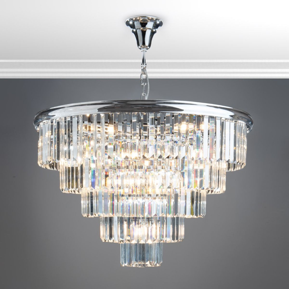Eulalia 12Lt Chandelier Ceiling Light - Polished Chrome & Crystal IP20