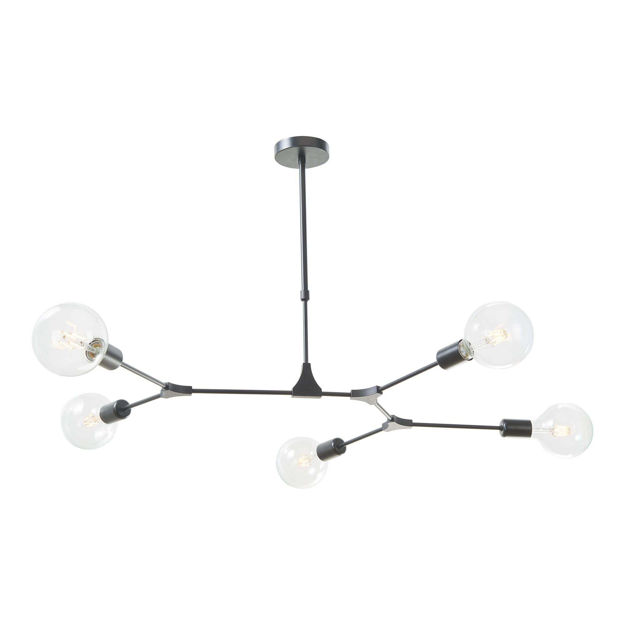 Dar Euphemia 5Lt Centre Ceiling Light - Black Finish, IP20