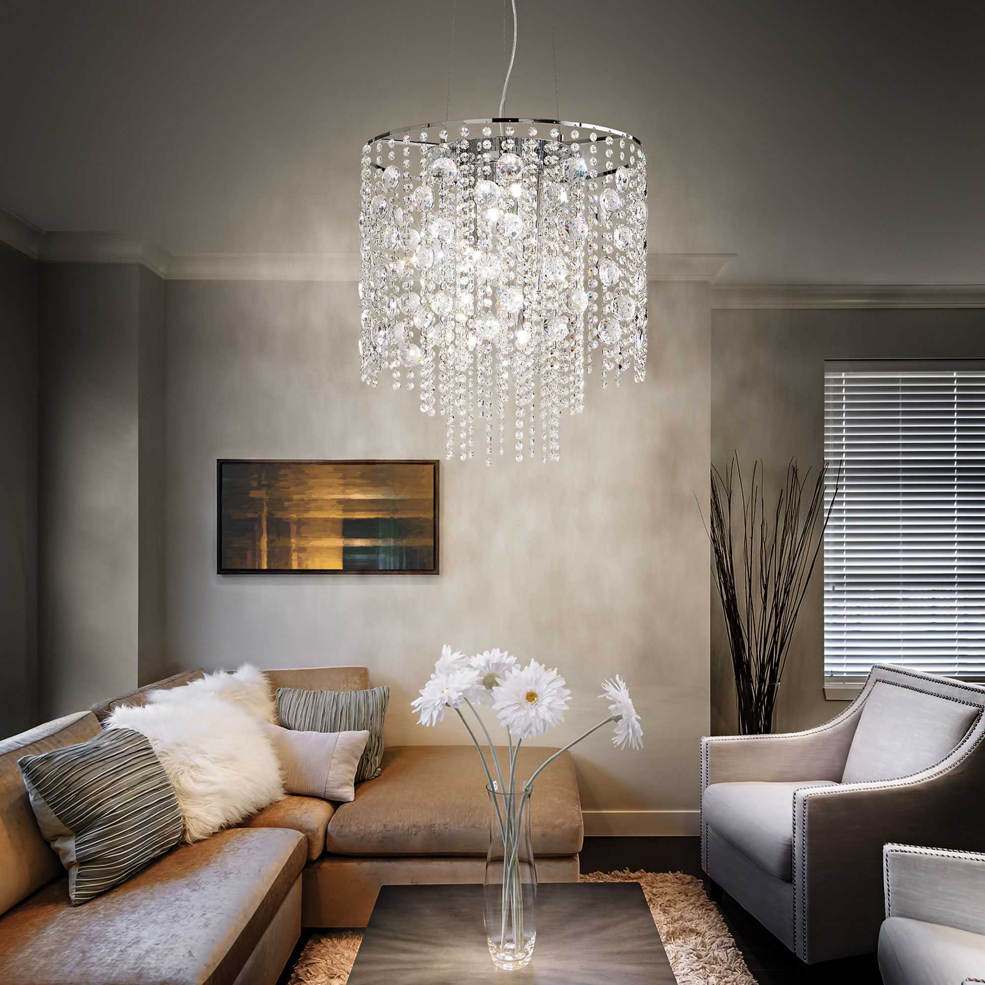 Evasione Crystal Ceiling Light 8/10Lt - Chrome Finish - Cusack Lighting