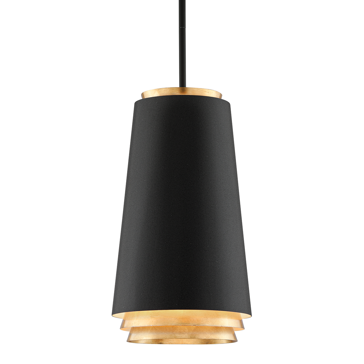 Fahrenheit 3Lt Pendant - Black & Gold Leaf