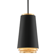 Fahrenheit 3Lt Pendant - Black & Gold Leaf