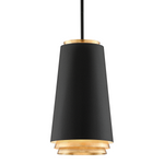 Fahrenheit 3Lt Pendant - Black & Gold Leaf