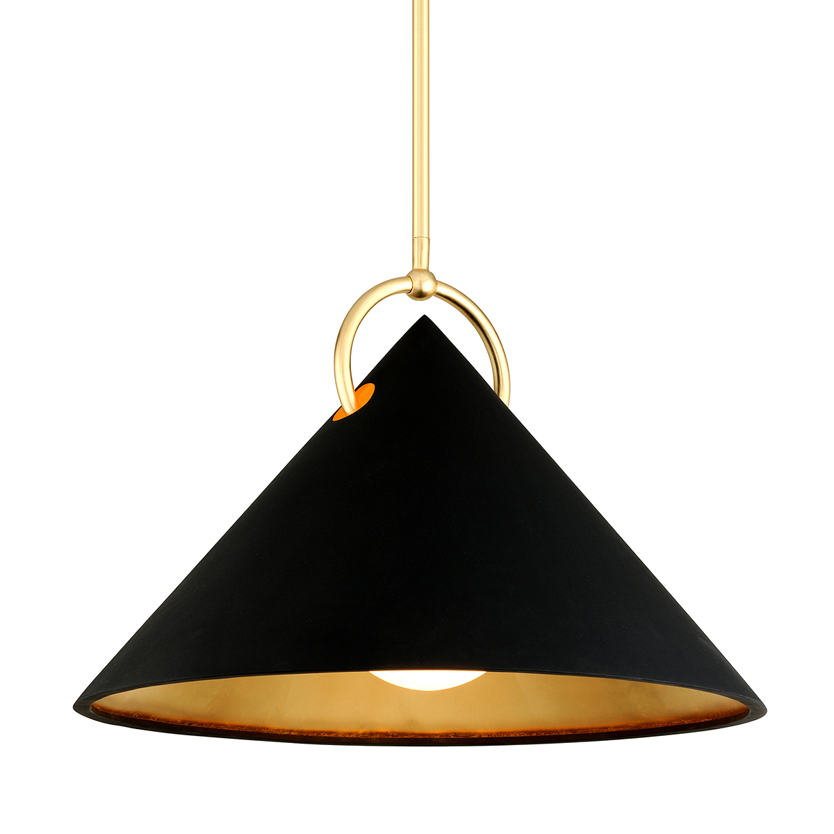 Charm 1Lt Pendant - Black & Gold Leaf