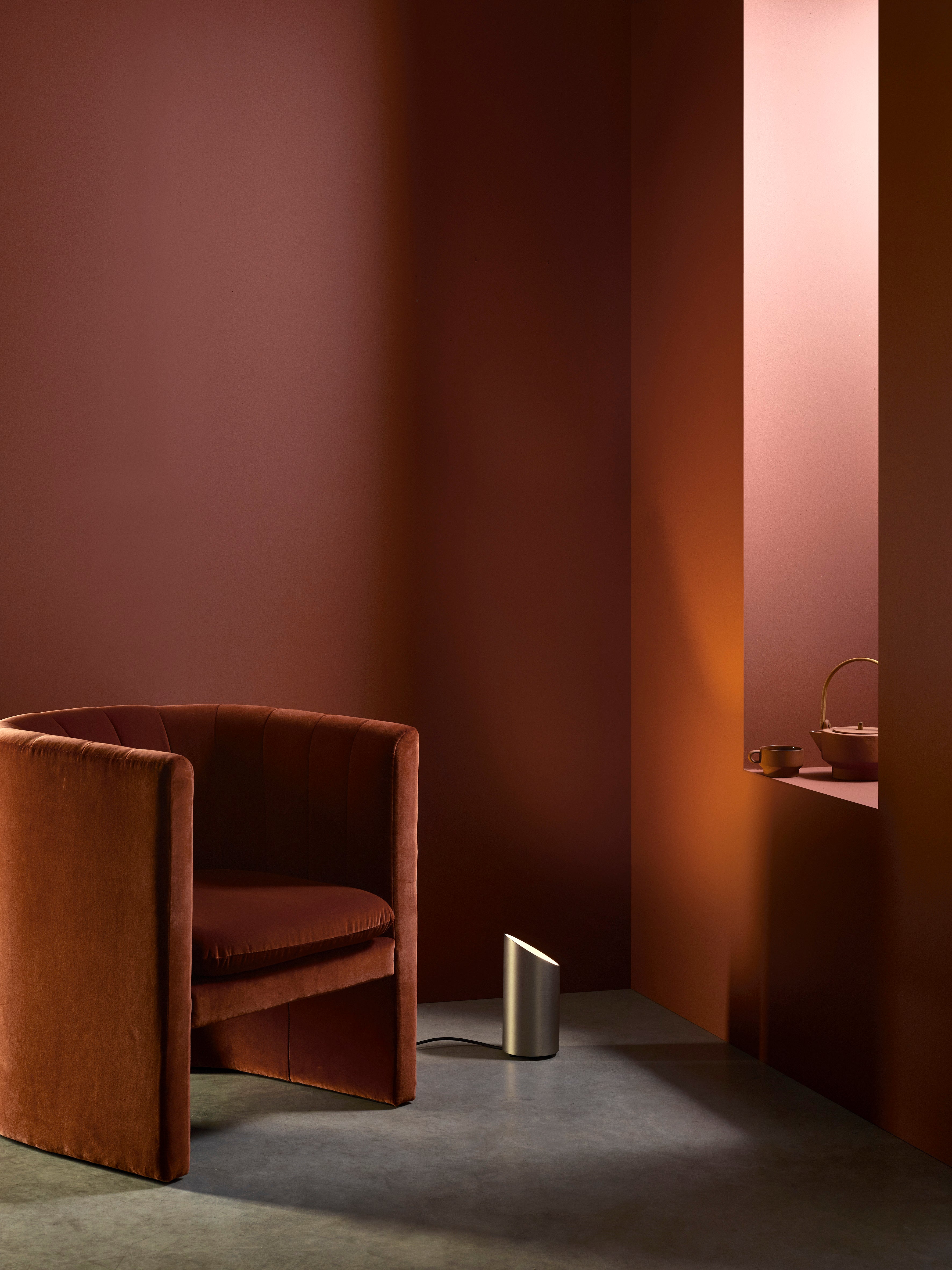 Cut Floor Lamp- Matt Nickel/ White