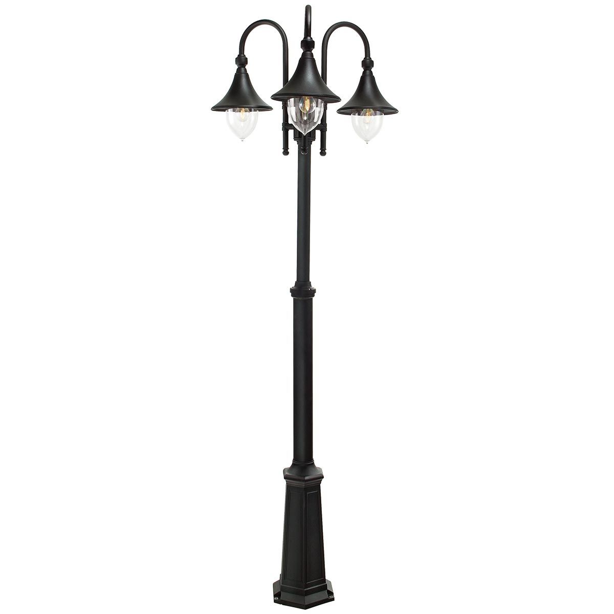 Firenze 3 Light Lamp Post - Black IP54  E27