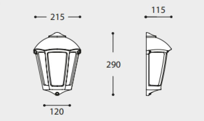 Fabio Outdoor Flush Wall Light IP55 - Black/Grey