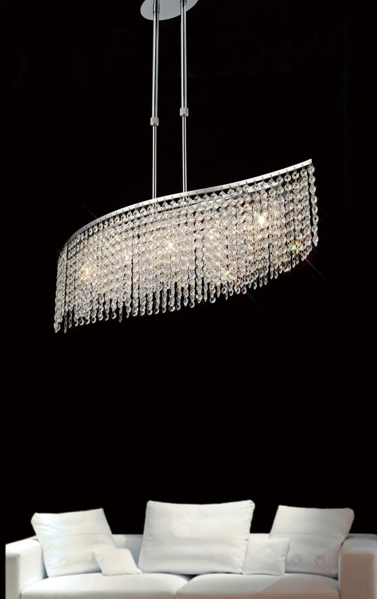 Fabio 5Lt Telescopic Linear Pendant - Polished Chrome/Crystal
