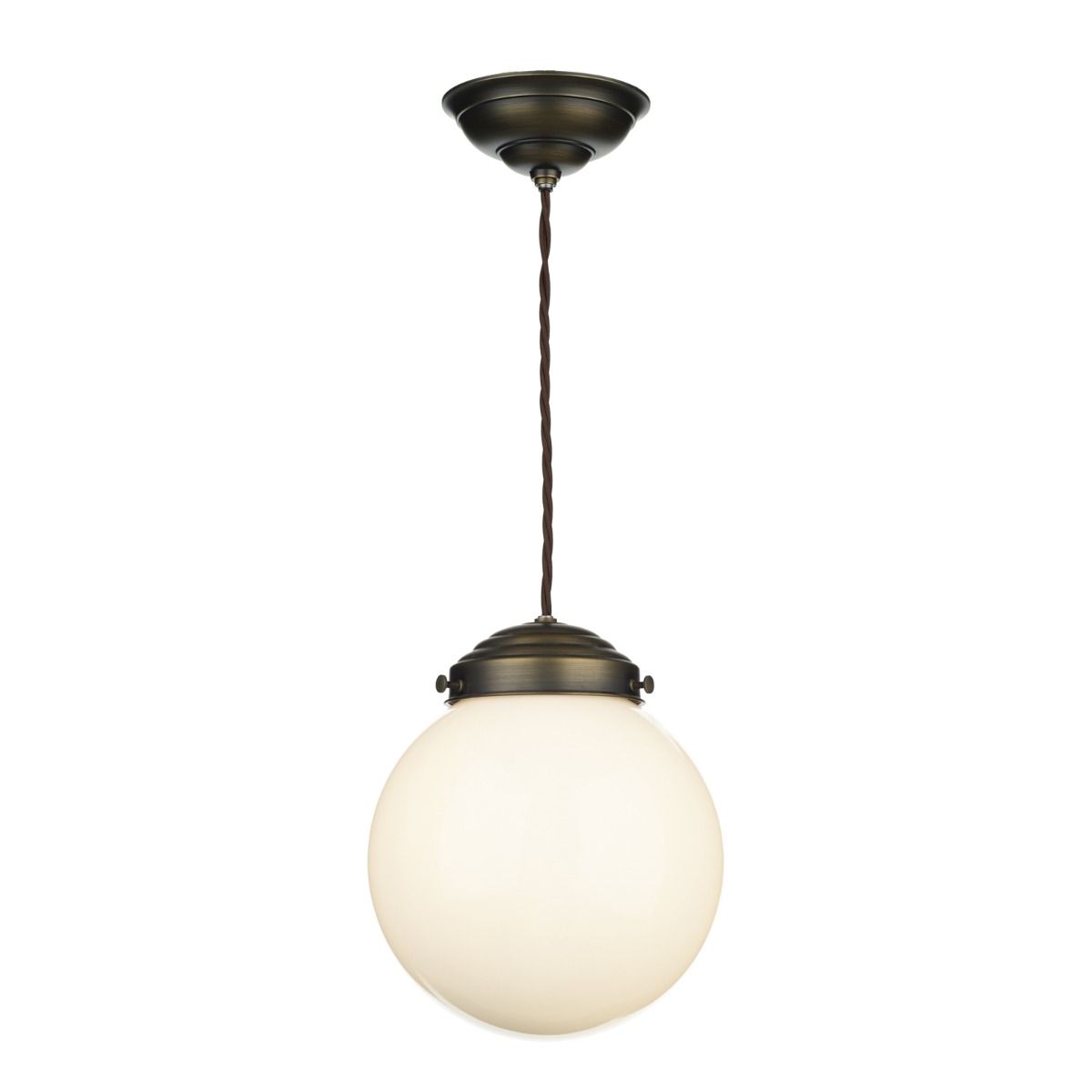 Fairfax Large single Pendant Antique Brass/chrome with opal/clear glass