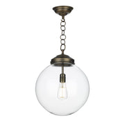 Fairfax Large single Pendant Antique Brass/chrome with opal/clear glass