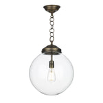 Fairfax Large single Pendant Antique Brass/chrome with opal/clear glass