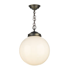 Fairfax Large single Pendant Antique Brass/chrome with opal/clear glass