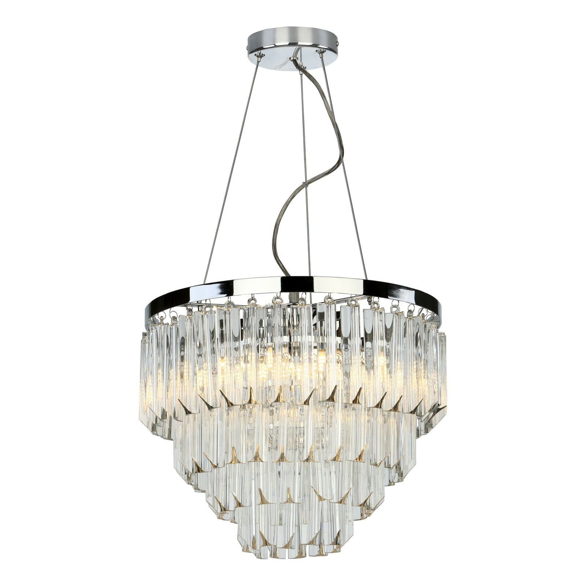 Dar Fame 5 Light Pendant Polished Chrome Glass - Cusack Lighting