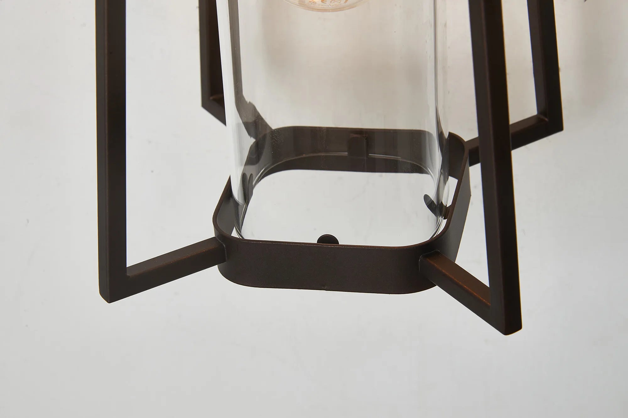 Fayre Down Trapezium Frame Cylinder Glass Wall Lamp- Oil Rubbed Brass/Clear Glass
