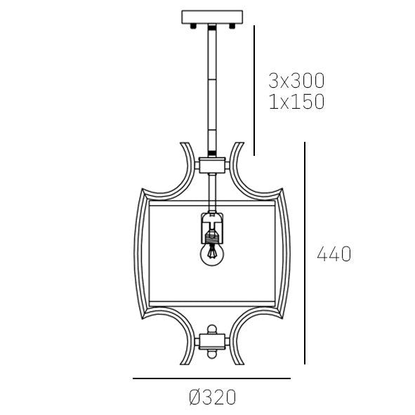 Faro 1Lt/4Lt Semi Flush Pendant - Nickel Finish - Cusack Lighting