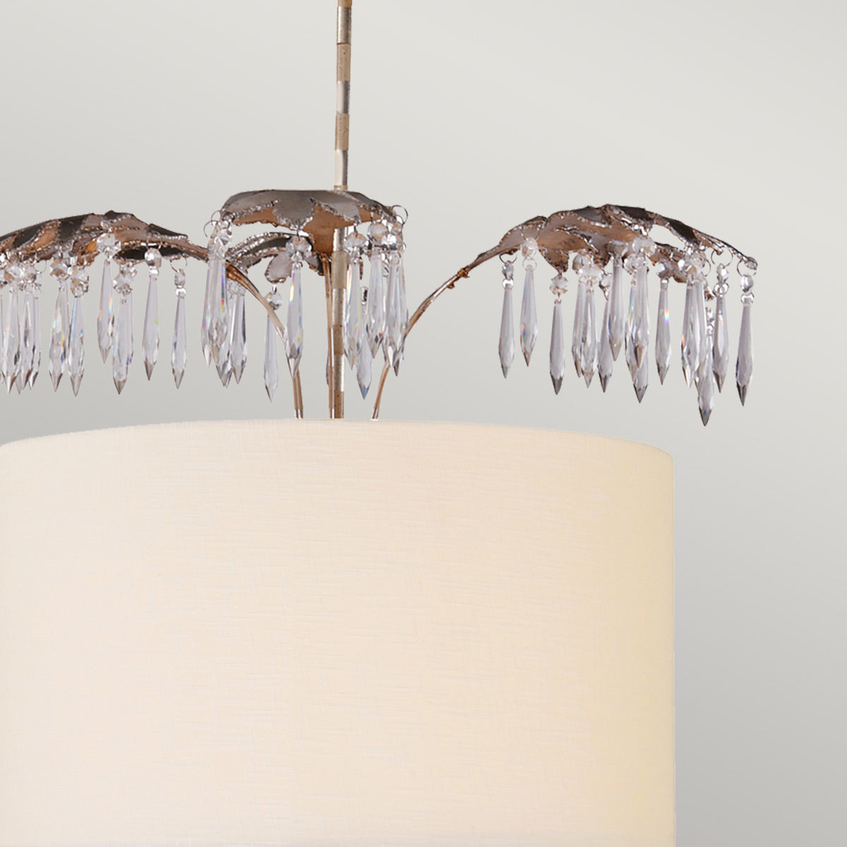 Antoinette 5 Light Pendant - Cream Patina, Gold & Silver Leaf E14