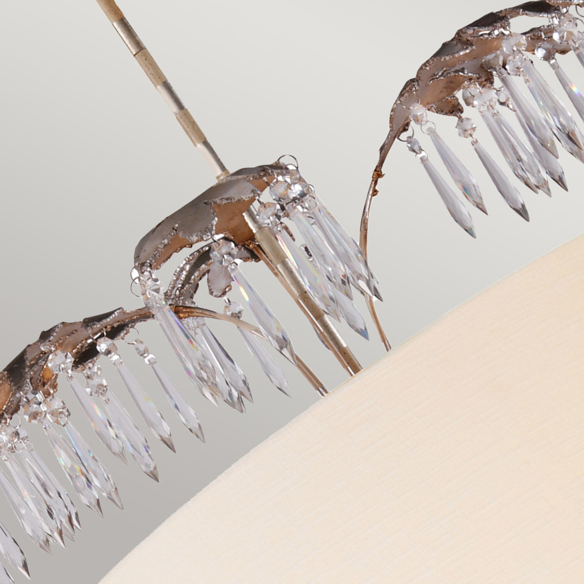 Antoinette 5 Light Pendant - Cream Patina, Gold & Silver Leaf E14